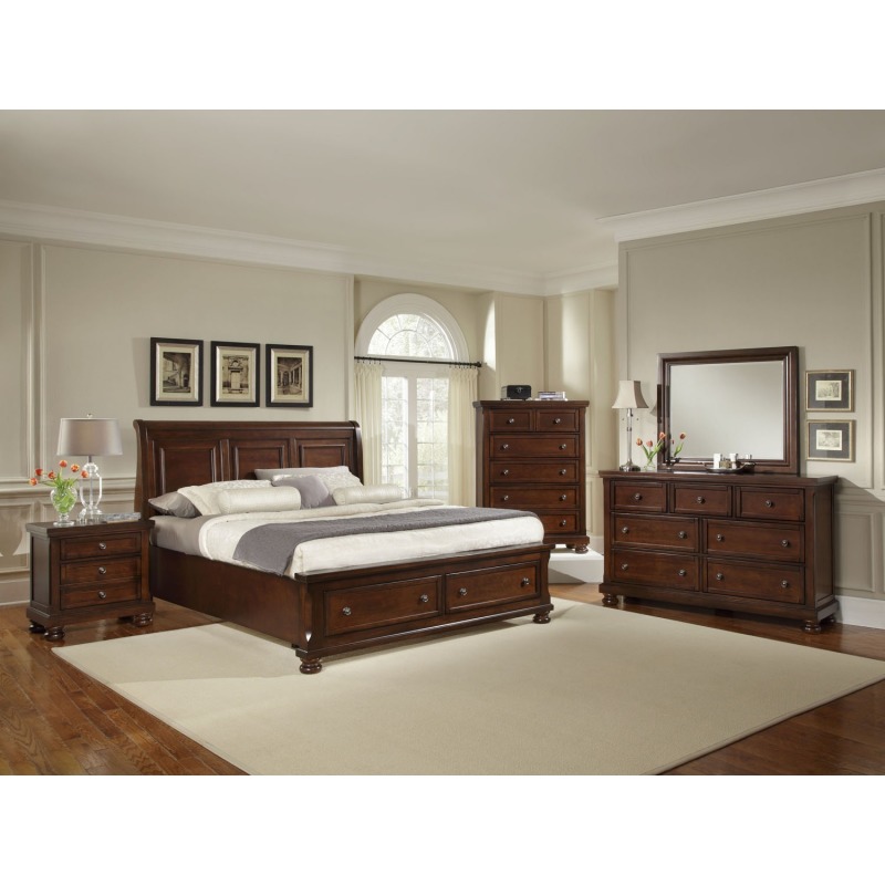 King Storage Mansion Bedroom Set Dark Cherry 530663RSET by Vaughan Bassett at Riley's