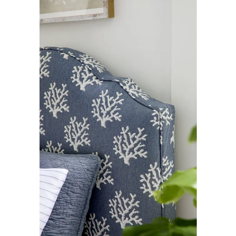 Tide &amp; Timber-Clear Oak Blue Coral Upholstered Headboard - King