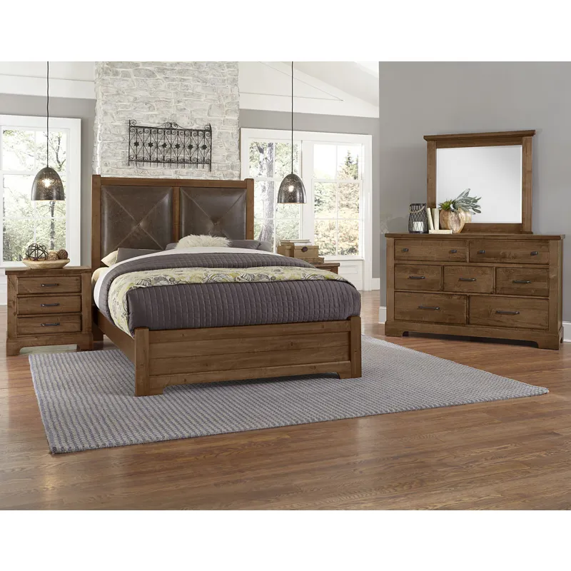 Cool Rustic Queen Leather Bed -Amber
