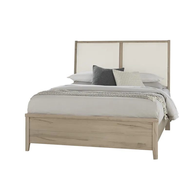 Woodbridge-Shadow Grey Upholstered Bed-White - Queen