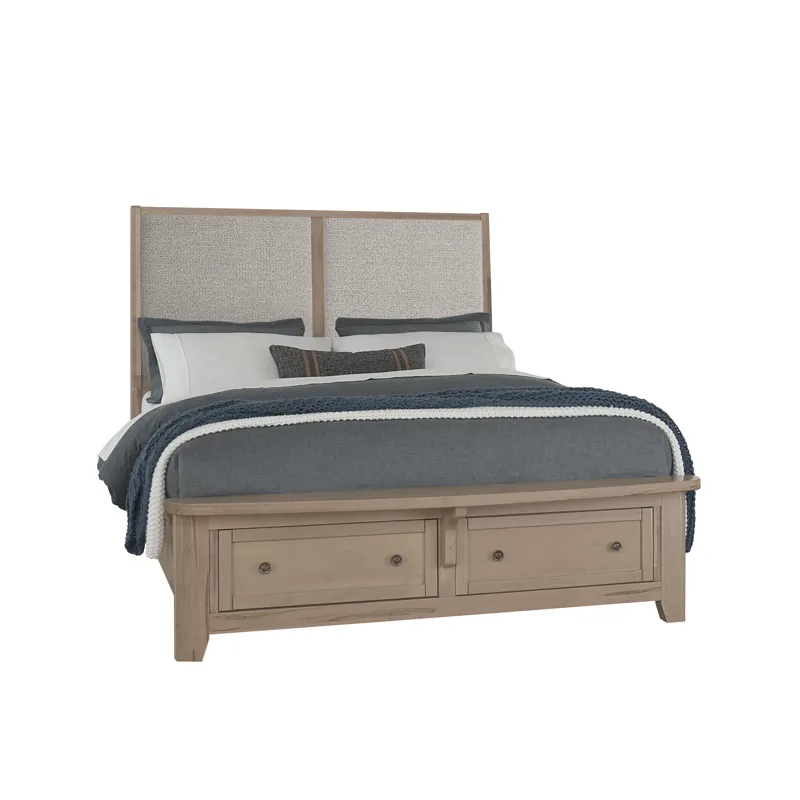 Woodbridge-Clear Maple Upholstered Bed With Storage-Grey - King