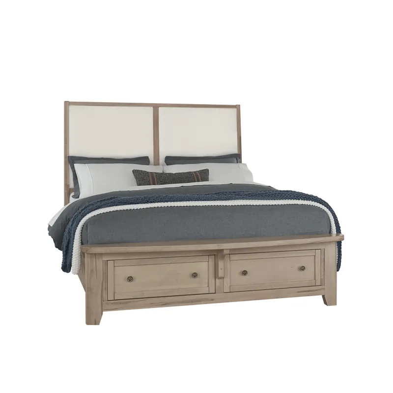 Woodbridge-Clear Maple Upholstered Bed With Storage-White - King