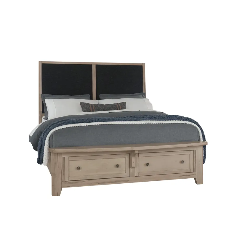 Woodbridge-Clear Maple Upholstered Bed With Storage-Black - King