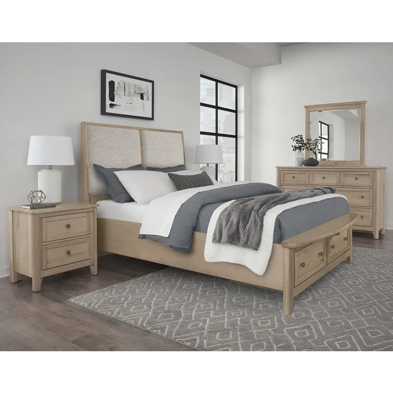 Woodbridge-Clear Maple Upholstered Bed With Storage-Grey - King