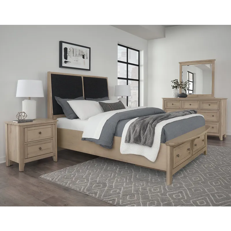 Woodbridge-Clear Maple Upholstered Bed With Storage-Black - King