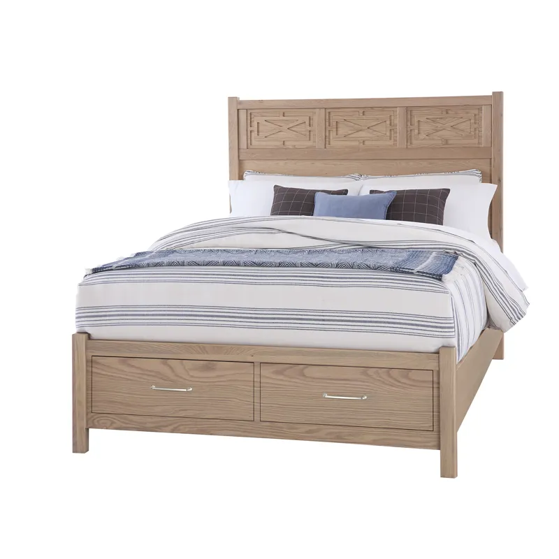 Tide & Timber-Clear Oak Fretwork Panel Headboard - Queen