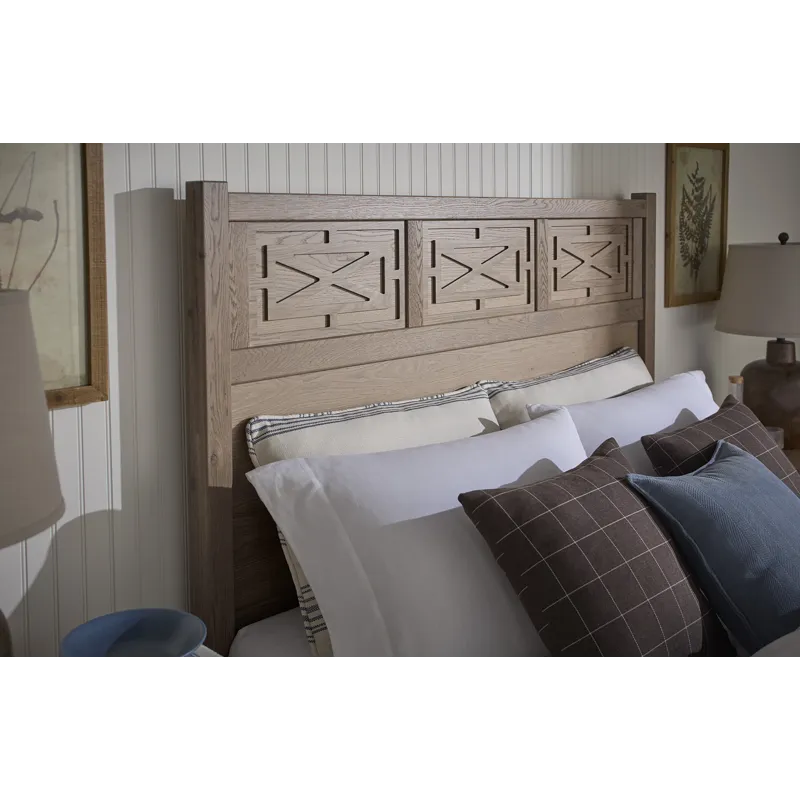 Tide & Timber-Clear Oak Fretwork Bed - King