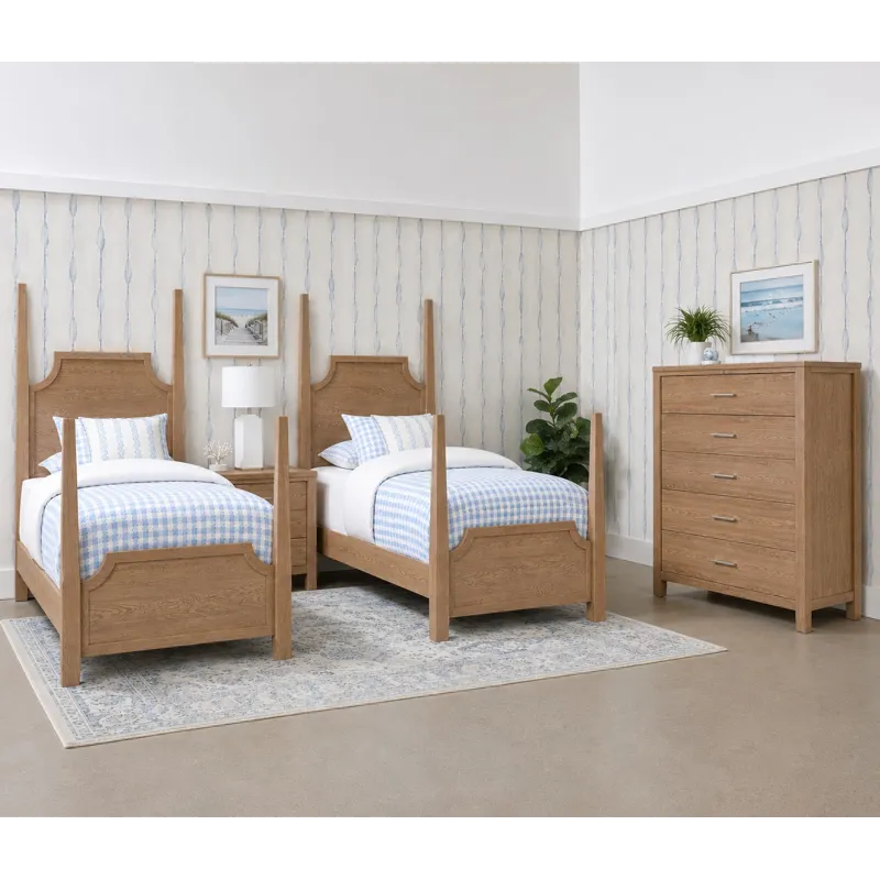 Tide & Timber-Clear Oak Pencil Poster Bed - Twin