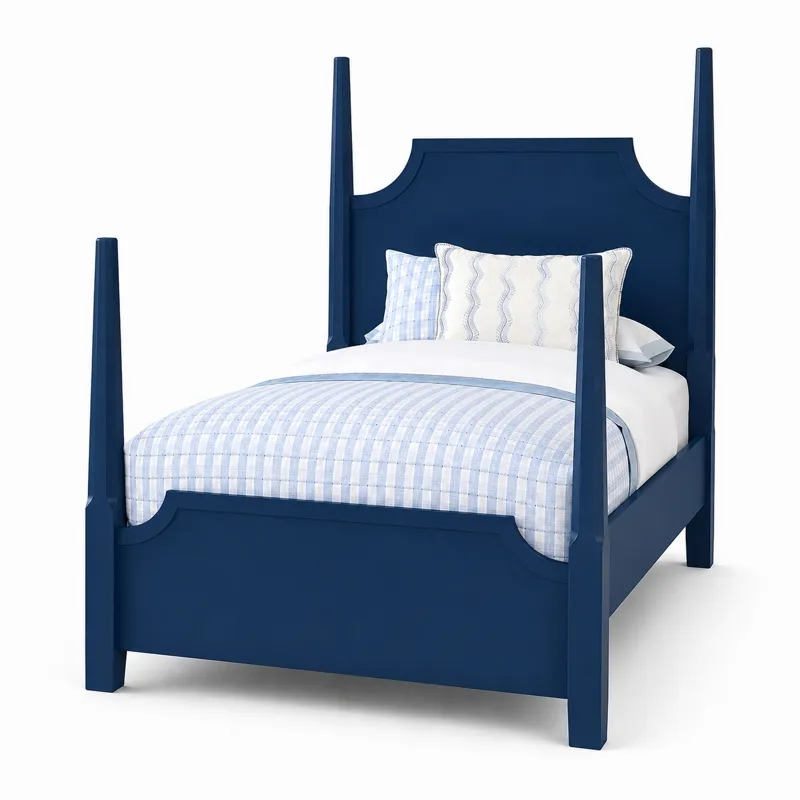 Tide & Timber-Luxe Blue Oak Pencil Poster Bed - Twin
