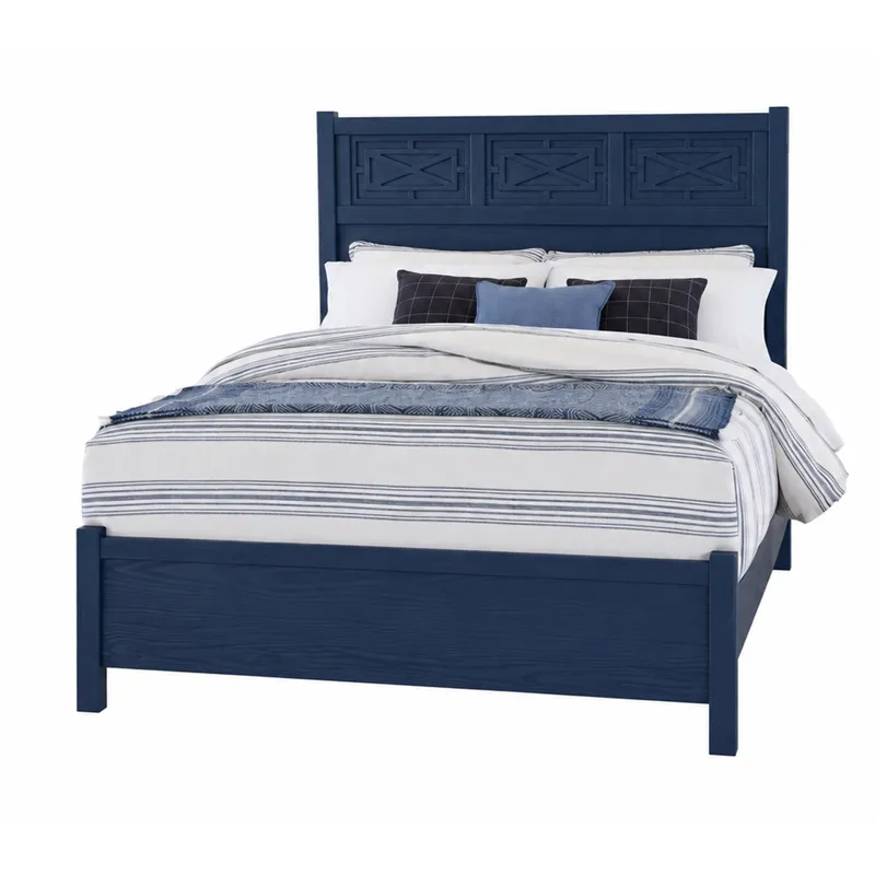 Tide & Timber-Luxe Blue Oak Fretwork Panel Footboard - King