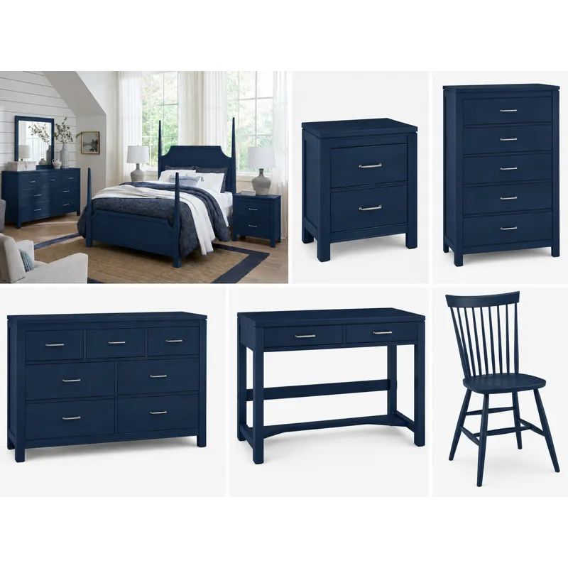 Tide & Timber-Luxe Blue Oak Pencil Poster Headboard - King