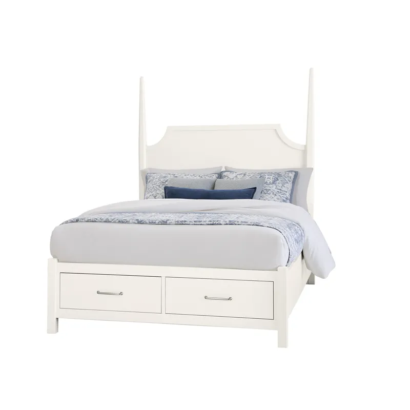 Tide & Timber-White Maple Pencil Poster Bed With Footboard Storage - King
