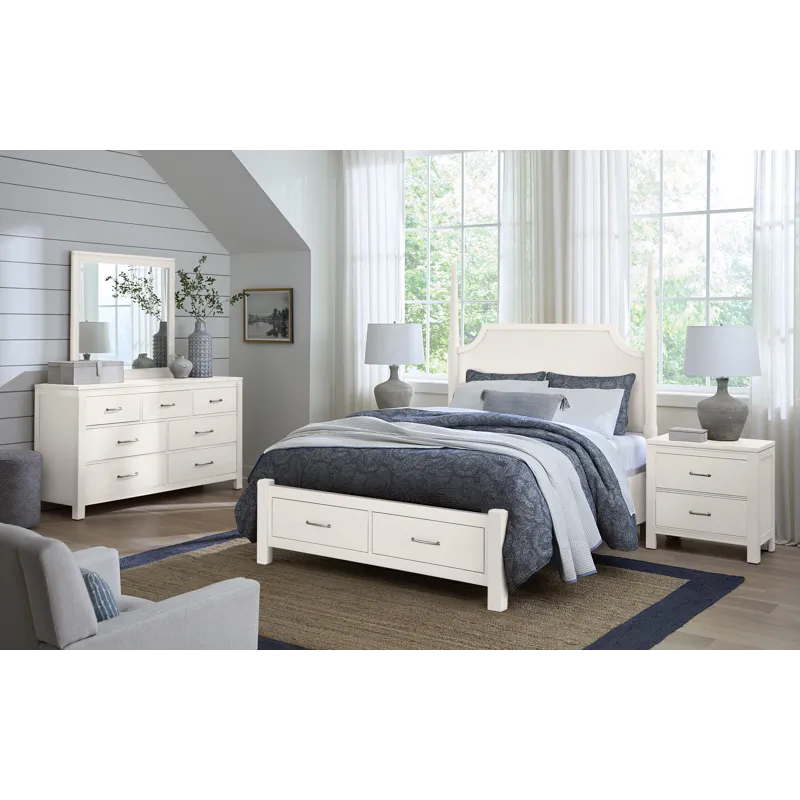 Tide & Timber-White Maple Pencil Poster Bed With Footboard Storage - King