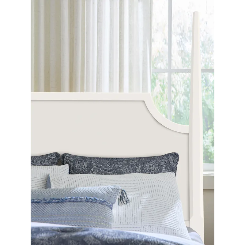 Tide & Timber-White Maple Pencil Poster Bed With Footboard Storage - King