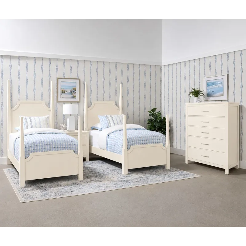 Tide & Timber-White Maple Pencil Poster Bed - Twin