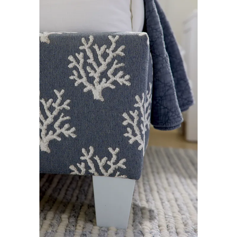 Tide &amp; Timber-Blue Maple Blue Coral Upholstered Headboard - Queen