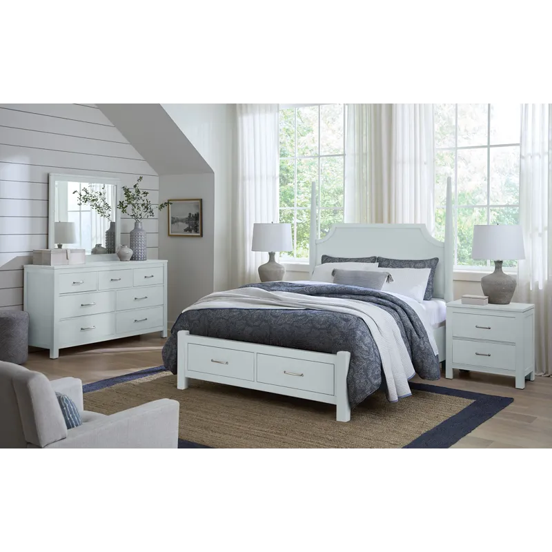 Tide & Timber-Blue Maple Pencil Poster Bed With Footboard Storage - King