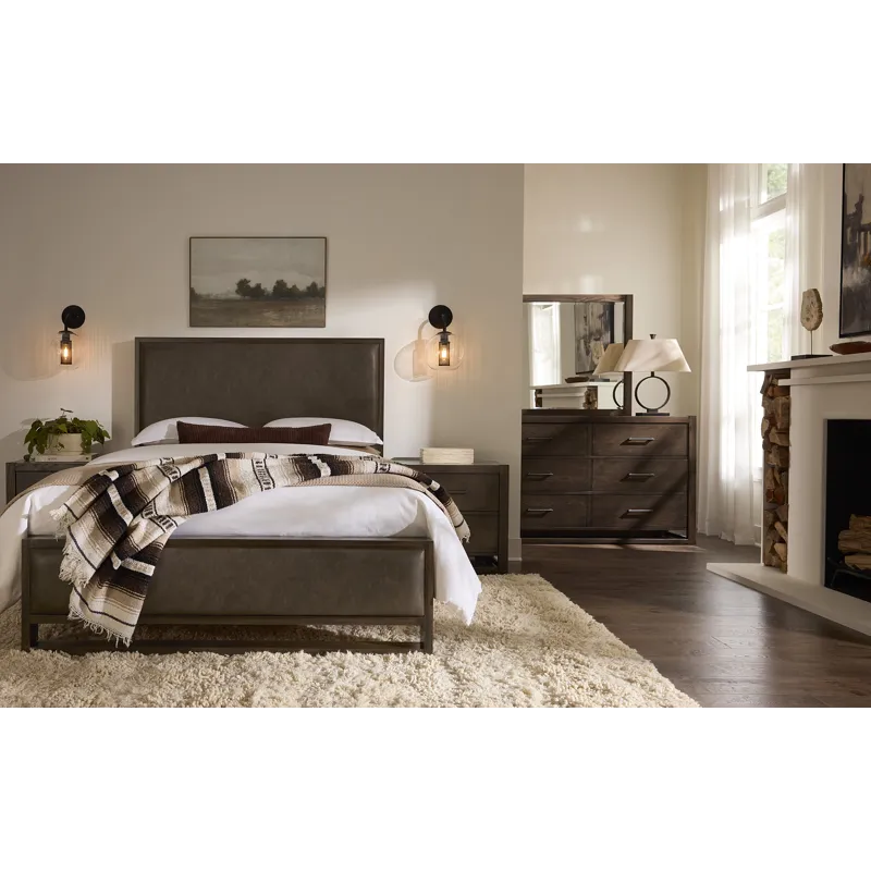 Lodge & Loft-Dark Oak Upholstered Bed Sedona Brown - California King