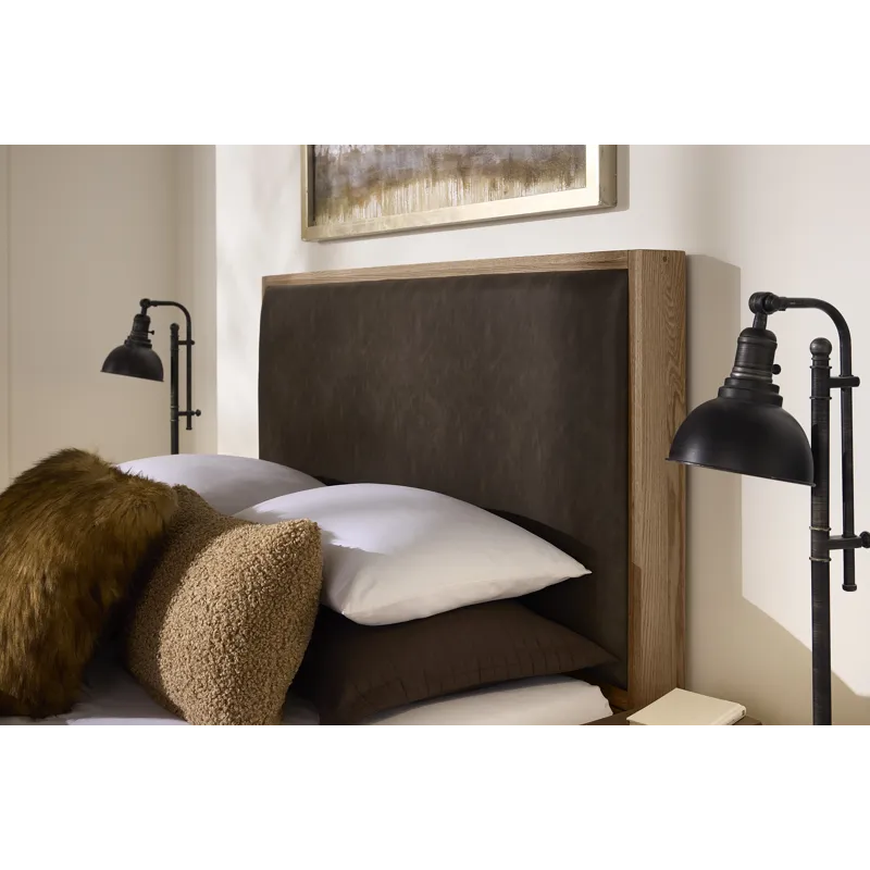 Lodge & Loft-Blond Oak Upholstered Bed Sedona Brown - King