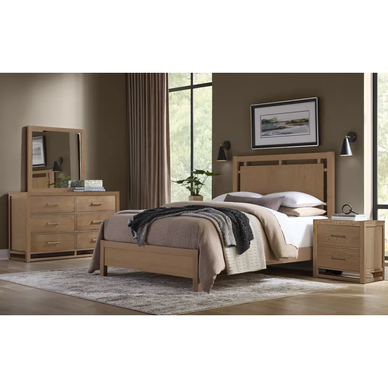 Lodge & Loft-Blond Oak Floating Panel Headboard - Queen