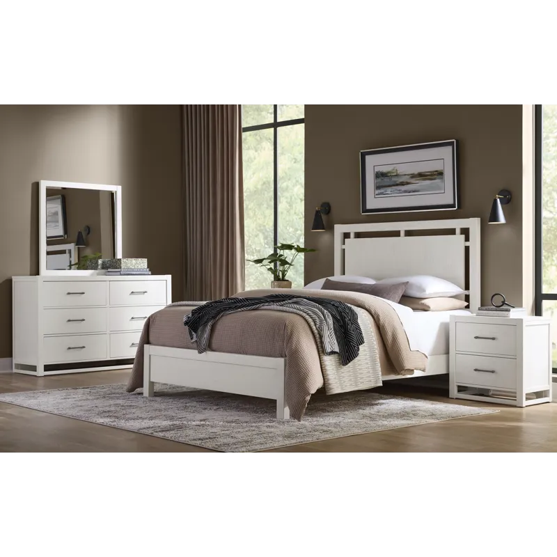 Lodge & Loft-Soft White Floating Panel Bed - Queen