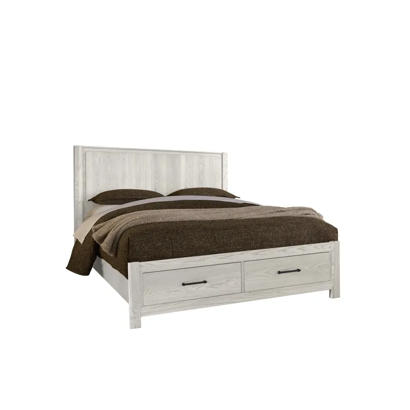 Lodge & Loft-Soft White Radius Poster Bed With Footboard Storage - King