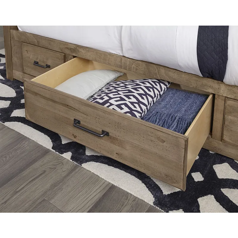 Cool Rustic King X Bed w/ 2 Sided Storage -Natural