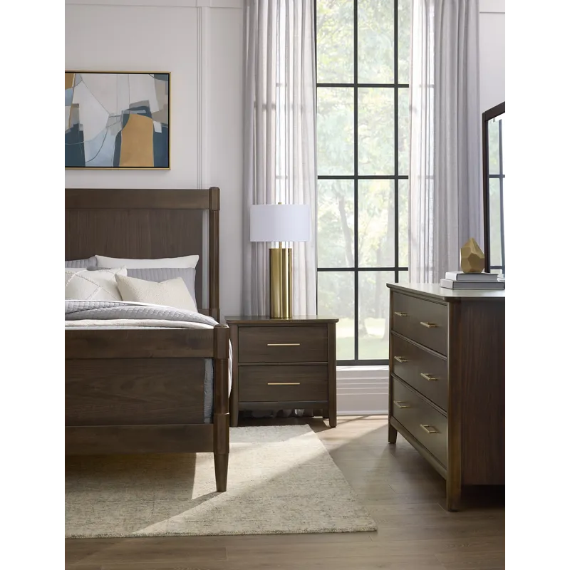 Nordhaven-Nordic Walnut Poster Headboard - Queen