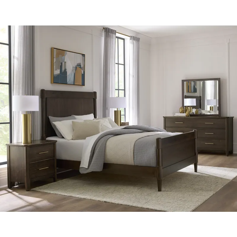 Nordhaven-Nordic Walnut Poster Headboard - Queen