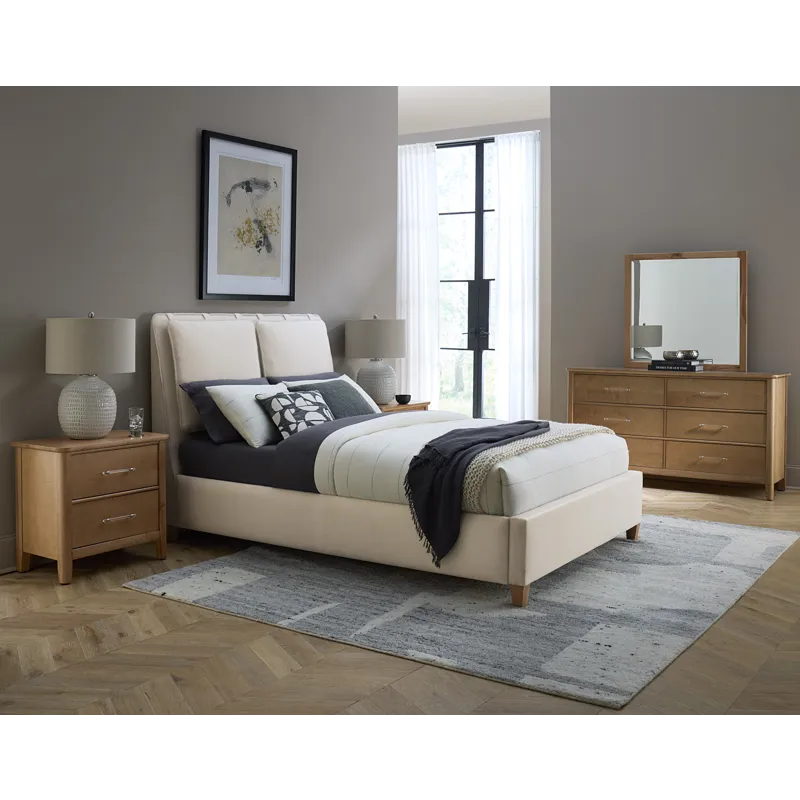 Nordhaven-Clear Maple Pure White Upholstered Headboard - Queen
