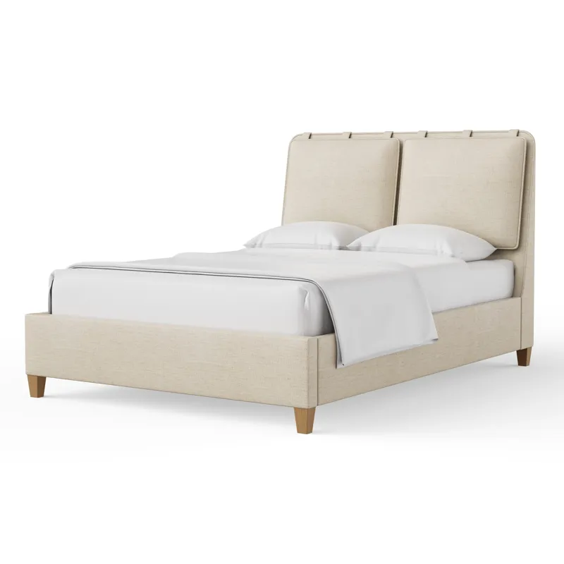 Nordhaven-Nordic Walnut Pure White Upholstered Headboard - Queen