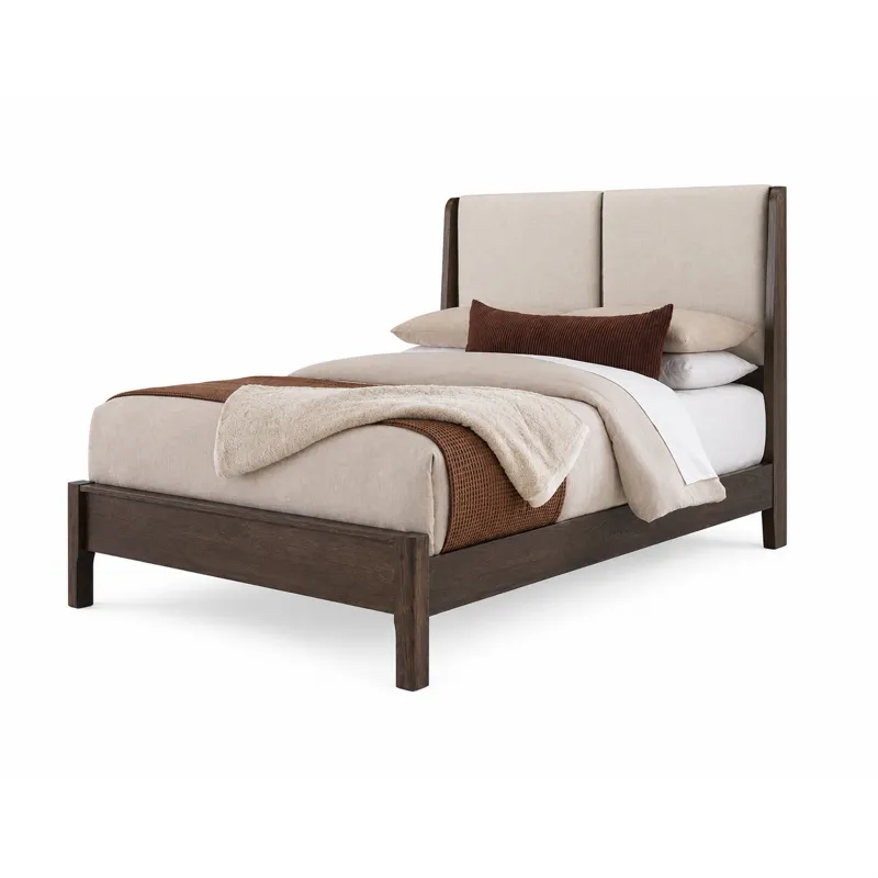 Mercer Street-Dark Roast Shelter Upholstered Bed-Ecru - King