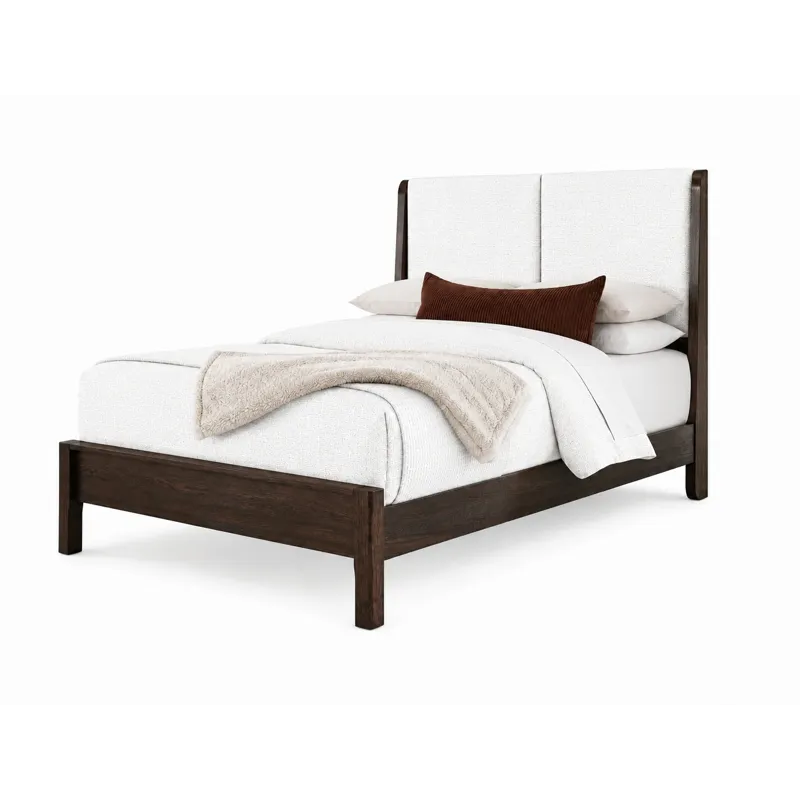 Mercer Street-Dark Roast Shelter Upholstered Bed-Pure White - King