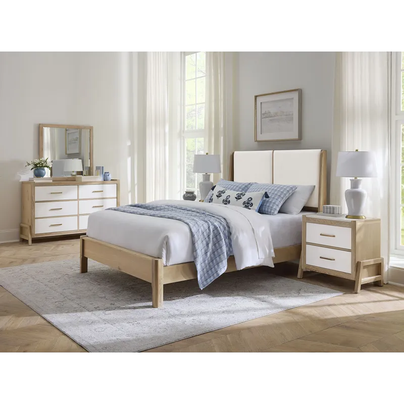 Mercer Street-Linen Finish Shelter Upholstered Bed-Pure White - Queen