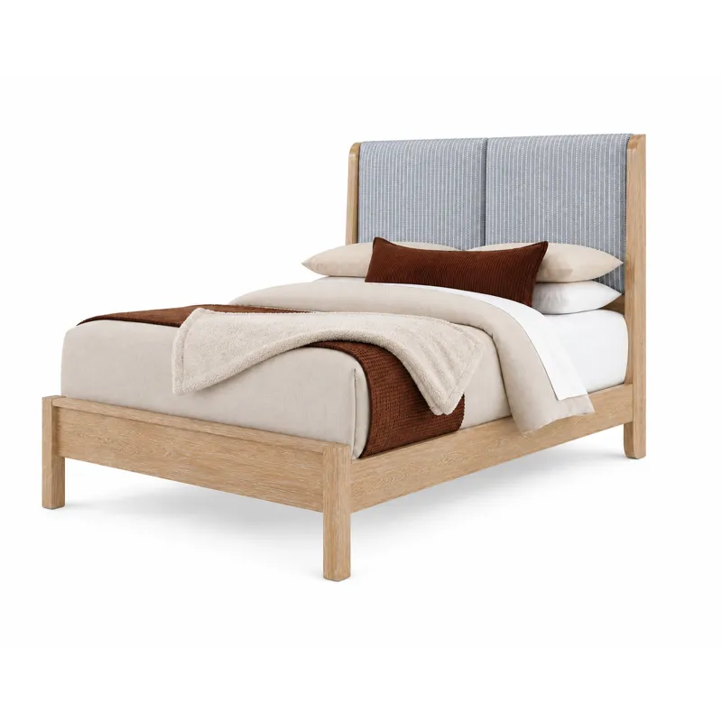Mercer Street-Linen Finish Shelter Upholstered Bed-Navy Stripe - Queen