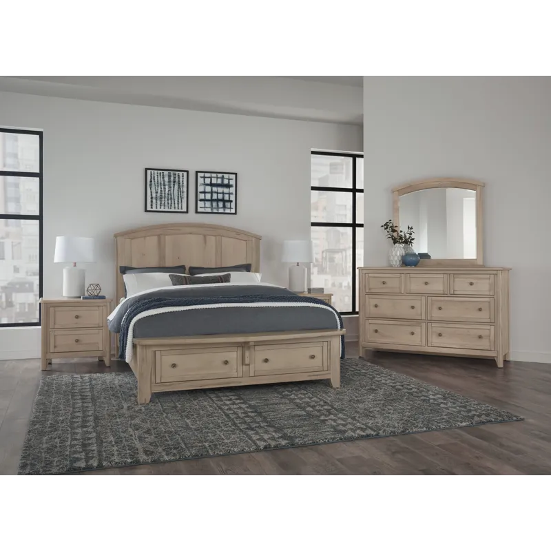 Woodbridge-Clear Maple Arch Bed With Storage Footboard - Queen