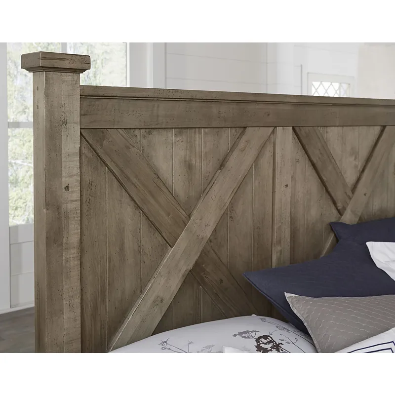 Cool Rustic King X Bed with Footboard Storage -Stone Grey