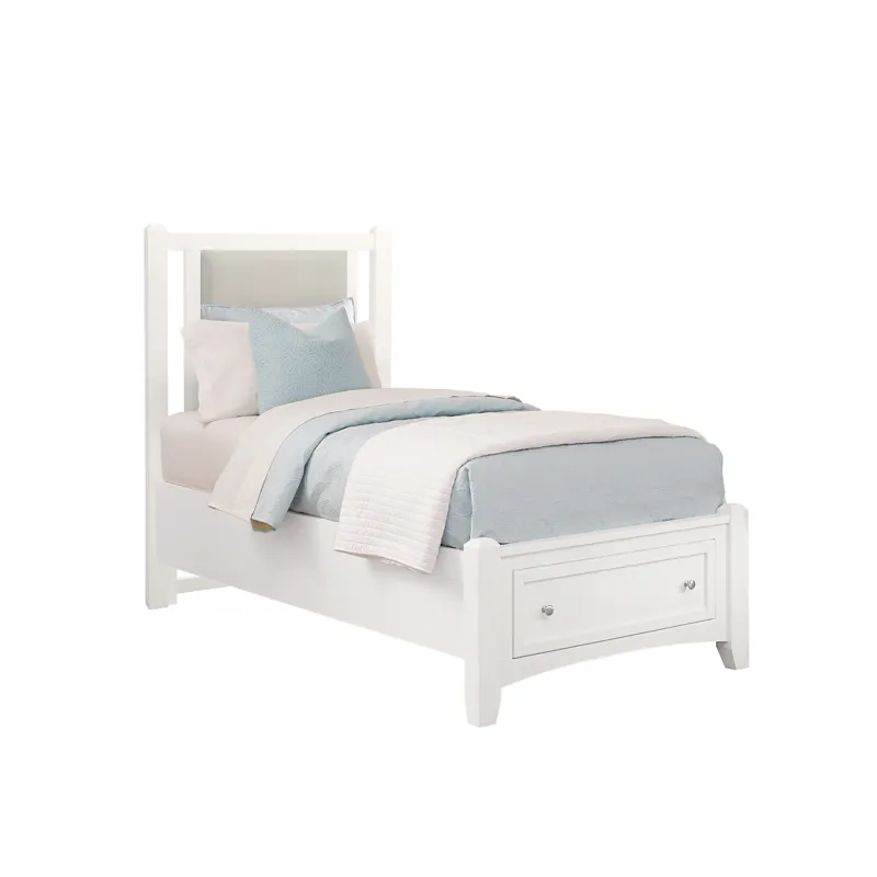 BB Bonanza-White Linen Upholstered Storage Bed - Twin