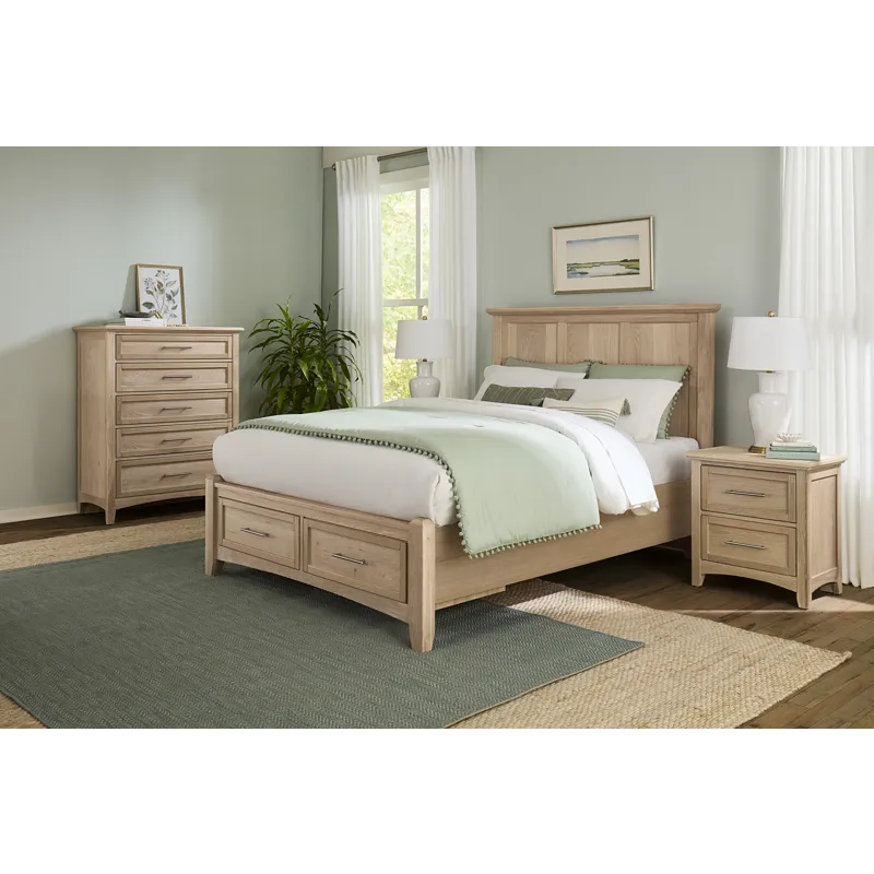 BB Jamestown Oak-Bleached Mansion Storage Bed - Full