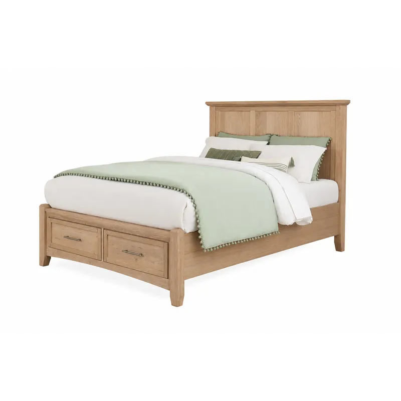 BB Jamestown Oak-Bleached Mansion Storage Bed - Full