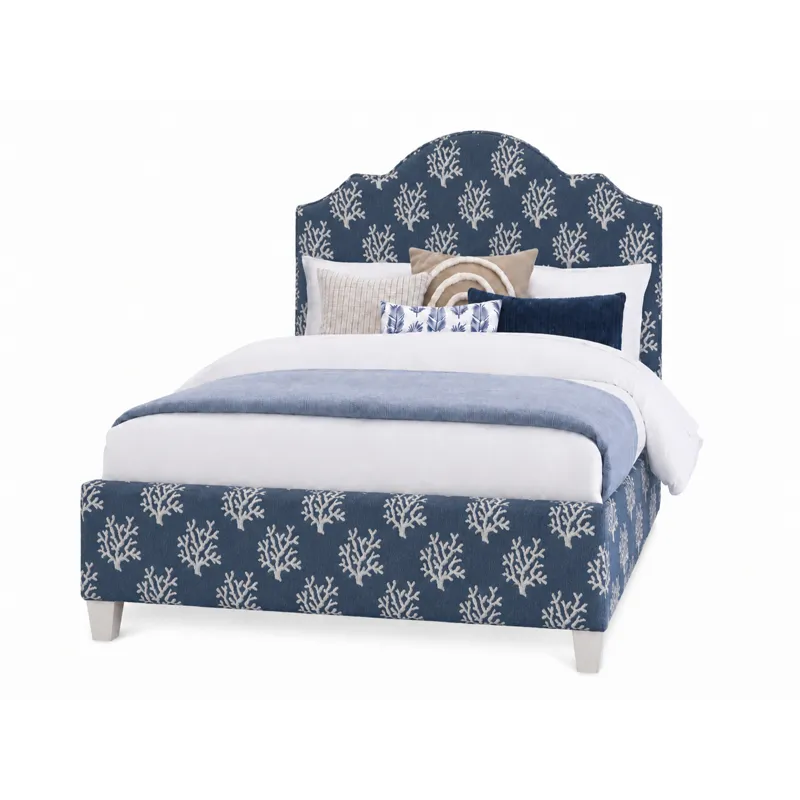 Tide & Timber-Grey Oak Blue Coral Upholstered Headboard - Full