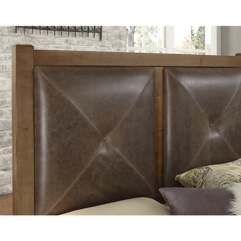 Cool Rustic Queen Leather Bed -Amber