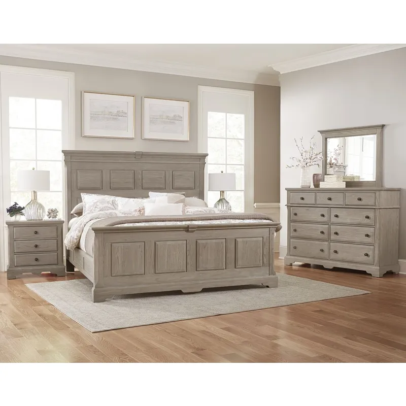 Heritage King Mansion Bed with Platform Base - Greystone