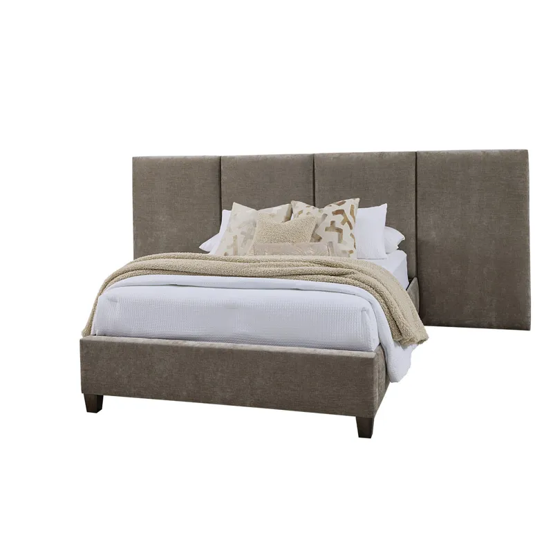 Joinery-Natural Oak Brindle Grey Upholstered Rails &amp; - Queen/King