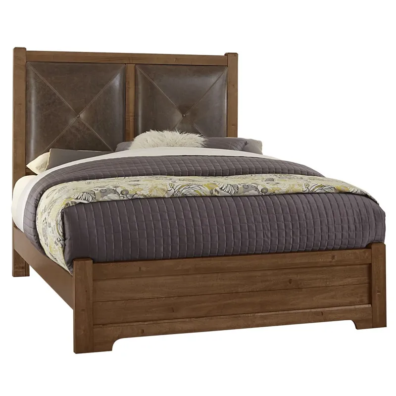 Cool Rustic Queen Leather Bed -Amber