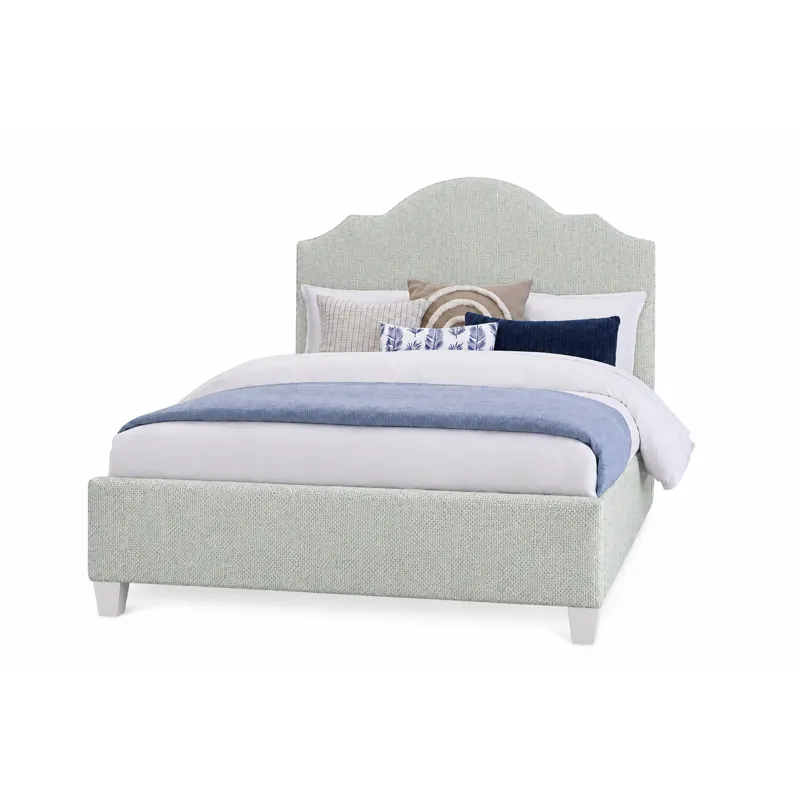 Tide & Timber-Grey Oak Forest Green Upholstered Headboard - Queen
