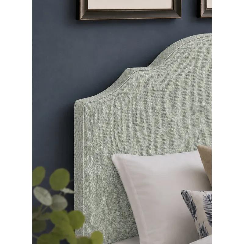 Tide & Timber-Grey Oak Forest Green Upholstered Headboard - Queen