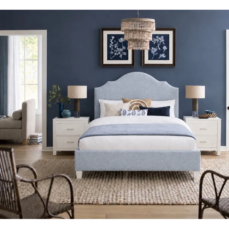 Tide & Timber-Clear Oak Ocean Blue Upholstered Headboard - Full