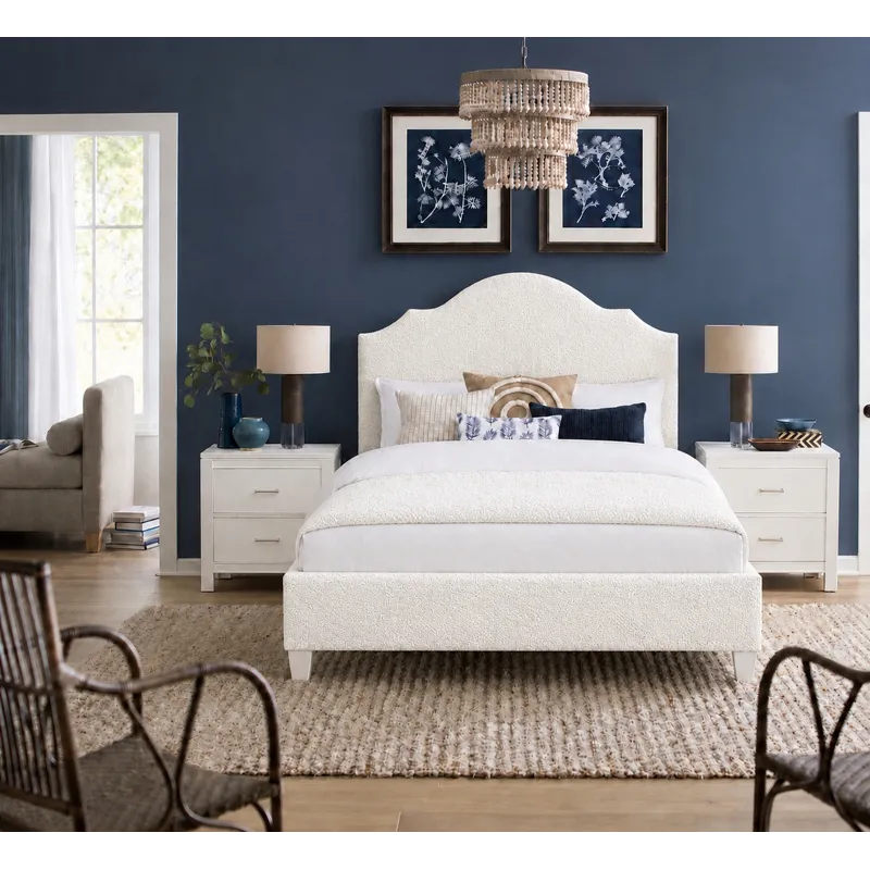 Tide & Timber-Clear Oak White Boucle\' Upholstered Headboard - King