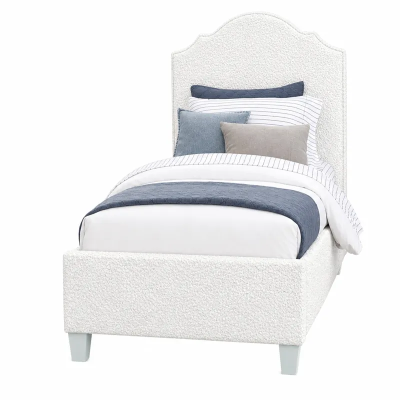 Tide & Timber-Grey Oak White Boucle\' Upholstered Headboard - Twin